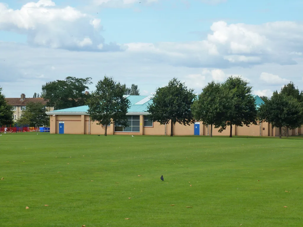 Hurst Pool seen from Hurst Park, photographed in August 2012. The park and its play area stay open while the pool is closed for the refurbishment.